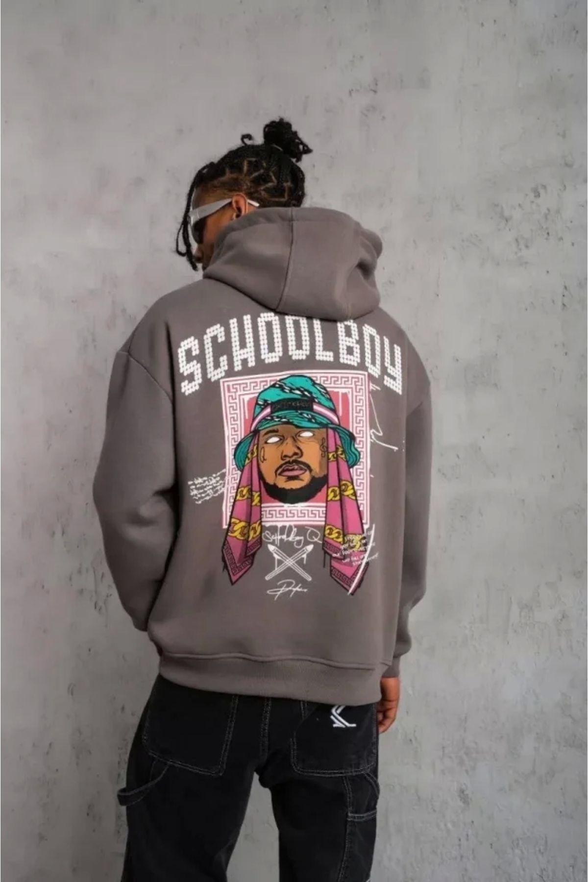 Silerra Erkek SCHOOL BOY Baskılı Kapüşonlu Sweat - Gri