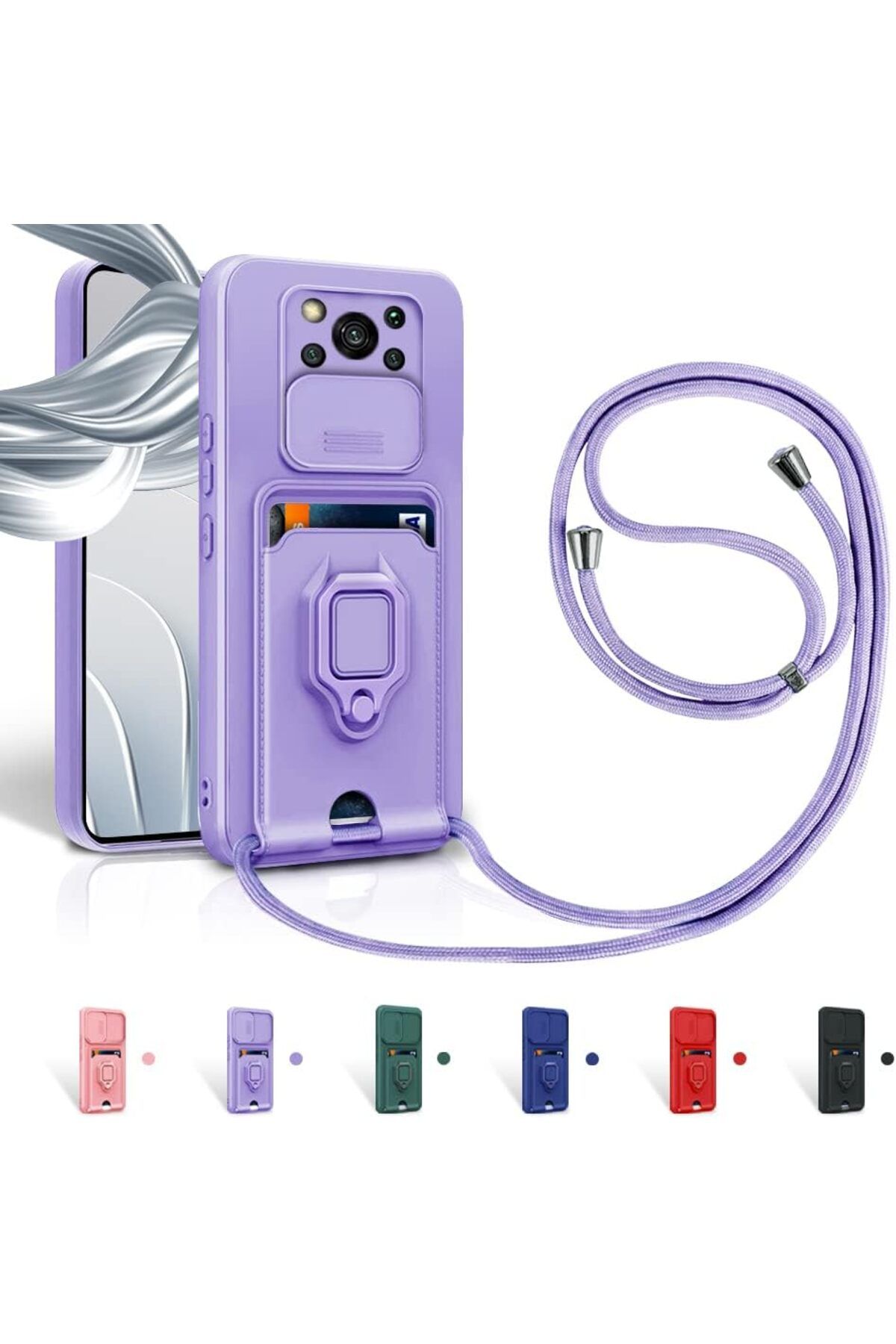 Rivor Xiaomi Poco X3 & Poco X3 Pro Kılıf Kamera Koruma Ve Sürgülü Kartvizitli Kartlıklı Standlı Kapak