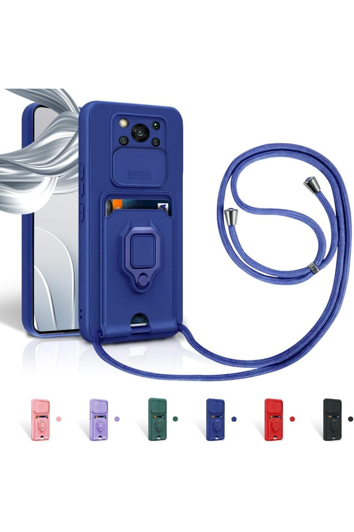 Rivor Xiaomi Poco X3 & Poco X3 Pro Kılıf Kamera Koruma Ve Sürgülü Kartvizitli Kartlıklı Standlı Kapak