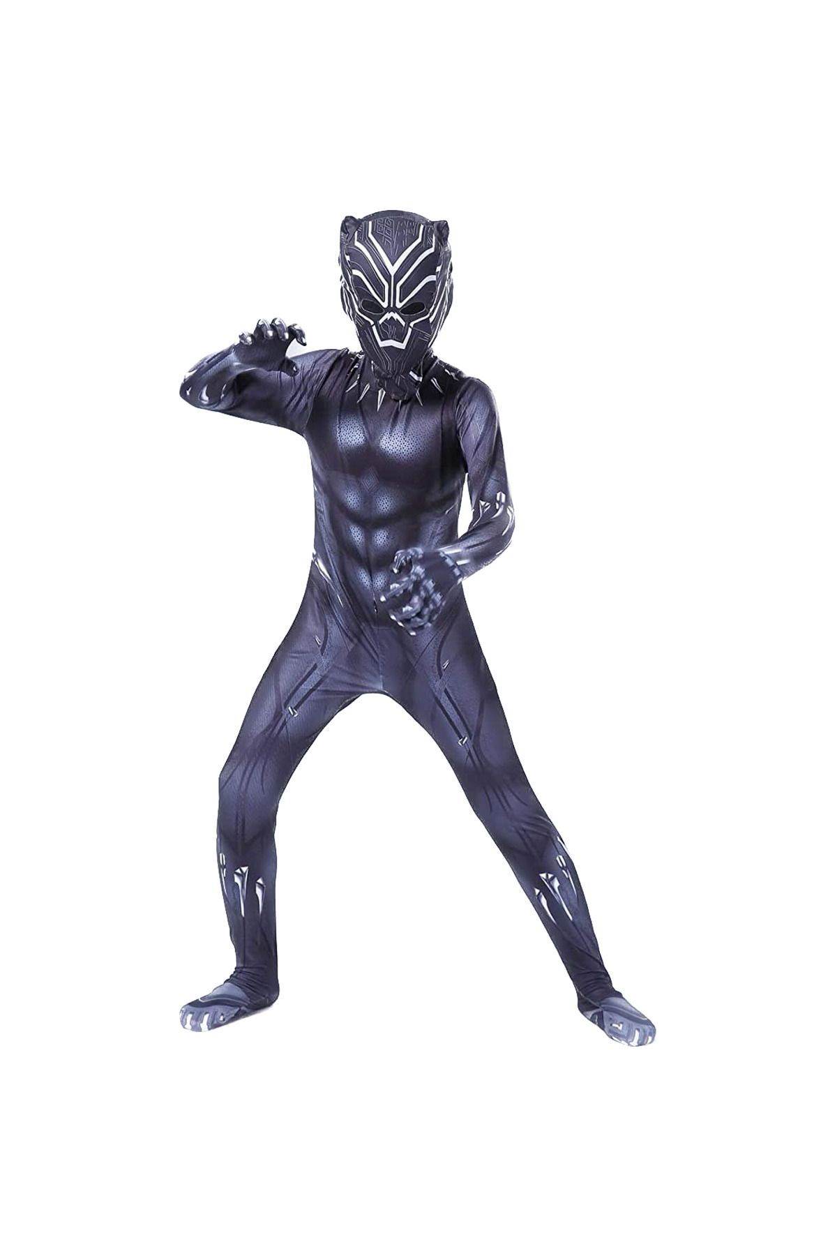 EvrikaUnity Costum Copii Black Panther / Pantera Neagra, Lycra, 3-4 Ani, 105-115, Negru - XS-S