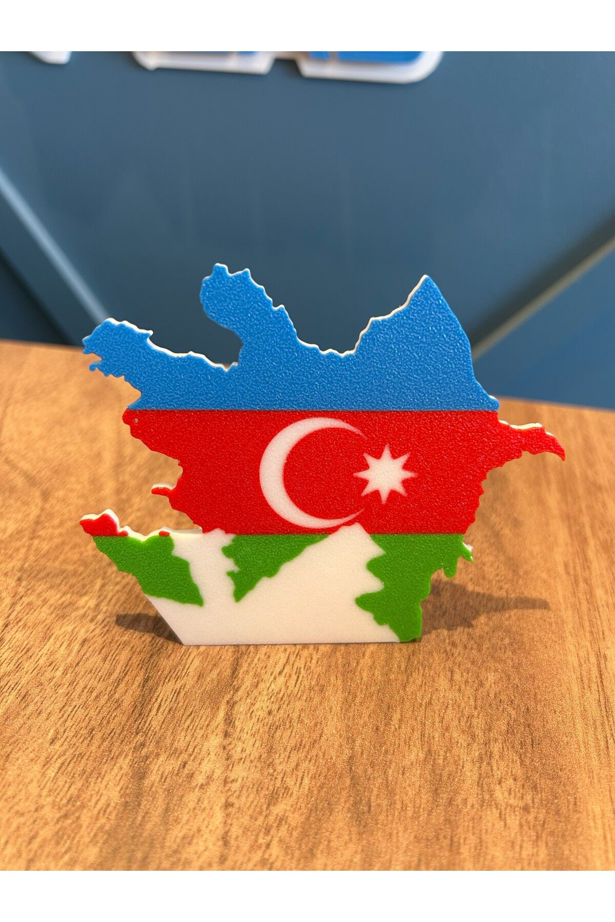 Atlas Lab Azerbaycan Haritası Masaüstü Dekor – Bayrak Temalı Tasarım – Anlamlı Hediyelik Obje - 3d Baskı