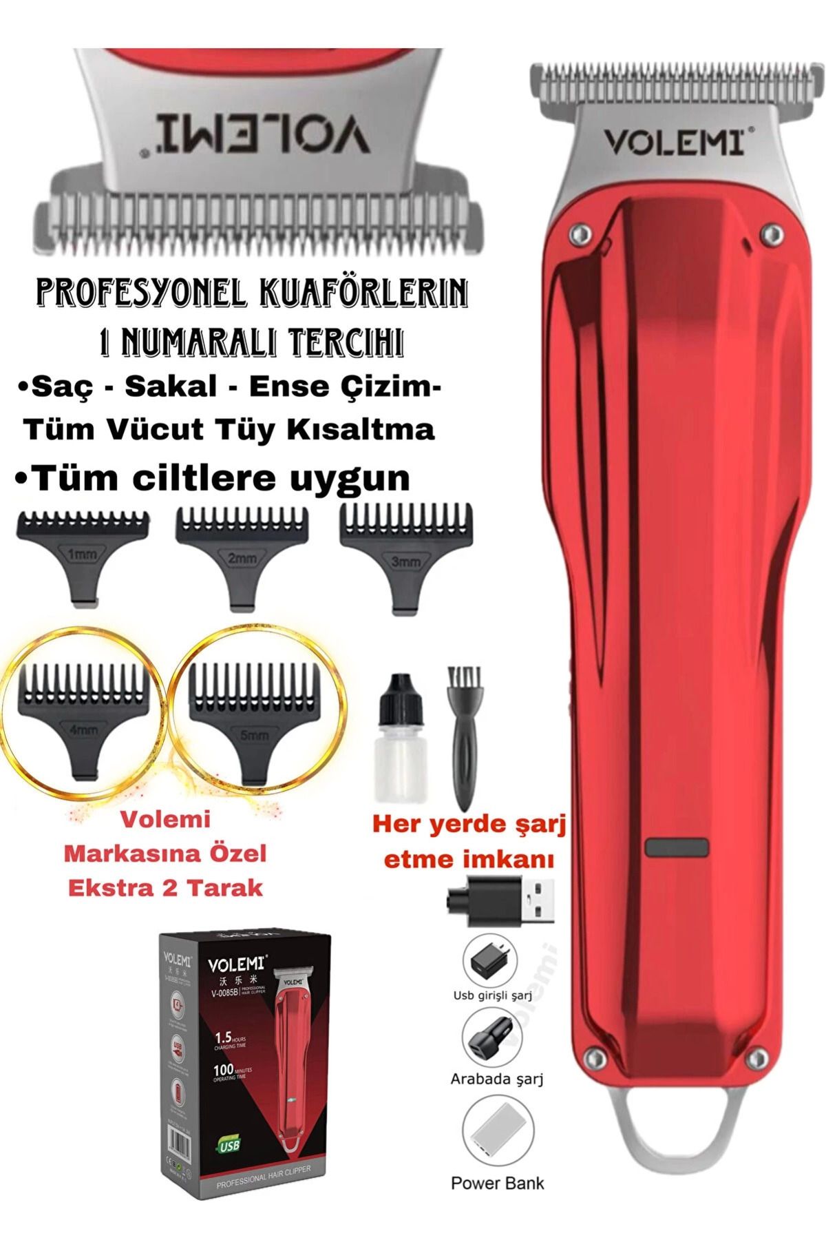 Vemora V-0085b Saç Sakal Ense Çizim Lazer Öncesi Kişisel Bakım Unisex Tıraş Makinesi