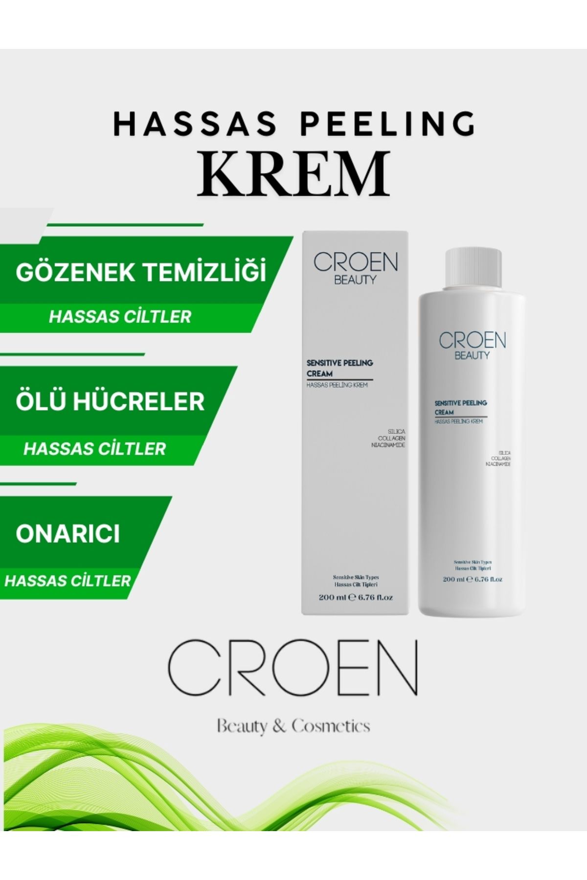 Croen Beauty Croen Hassas Peeling 200 ml – Gözenek Arındırıcı, Ölü Deri Temizleyici, Cilt Besleyici Peeling Kremi
