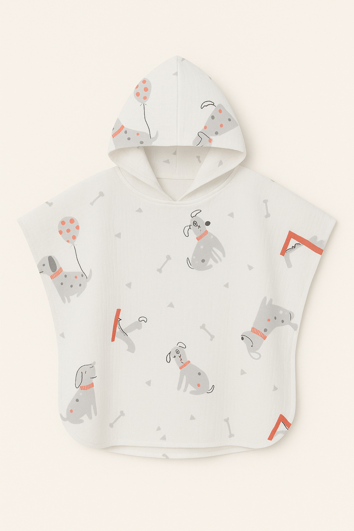 minial Organik Pamuk Müslin Kapşonlu Panço Plaj Deniz Banyo Çocuk Bebek Panço fotoğrafı 3 (önizleme)