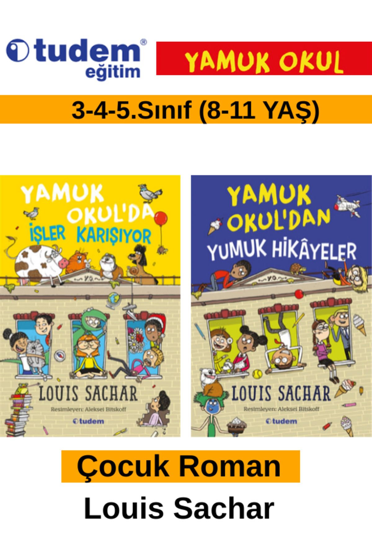 Fenomen Yayıncılık Tudem Eğitim Çocuk Yamuk Okulda İşler Karışıyor-Yumuk Hikayeler Çocuk Roman Set