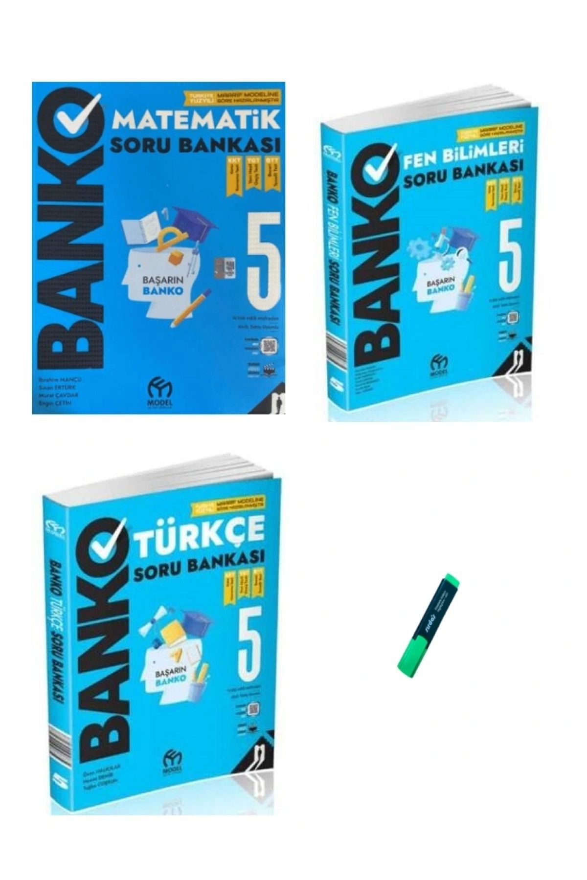 Model Eğitim Yayınları 5. Sınıf Banko Serisi Matematik Türkçe ve Fen 3lü Set Soru Bankası