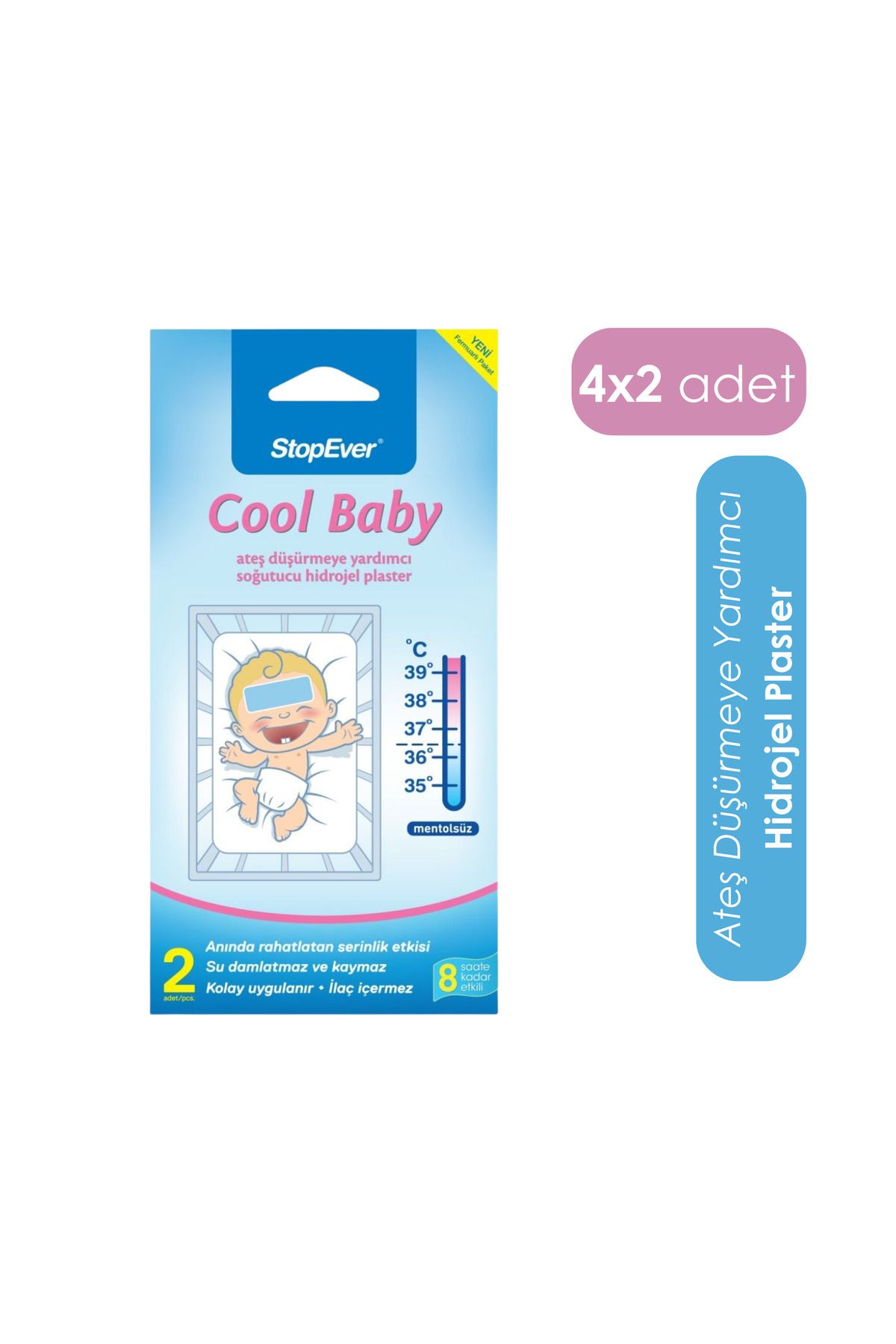 Cool Baby Ateş Düşürmeye Yardımcı Soğutucu Hidrojel Plaster -4x2 Adet (4'lü)