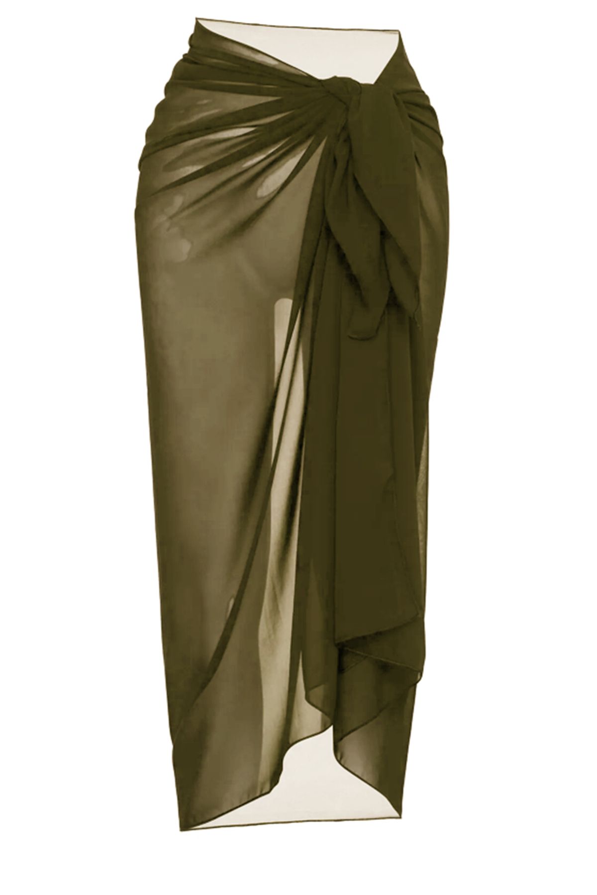 We Concept Kadın Dokuma Şifon Buyuk Beden XL Plaj Pareo Haki 90x180cm