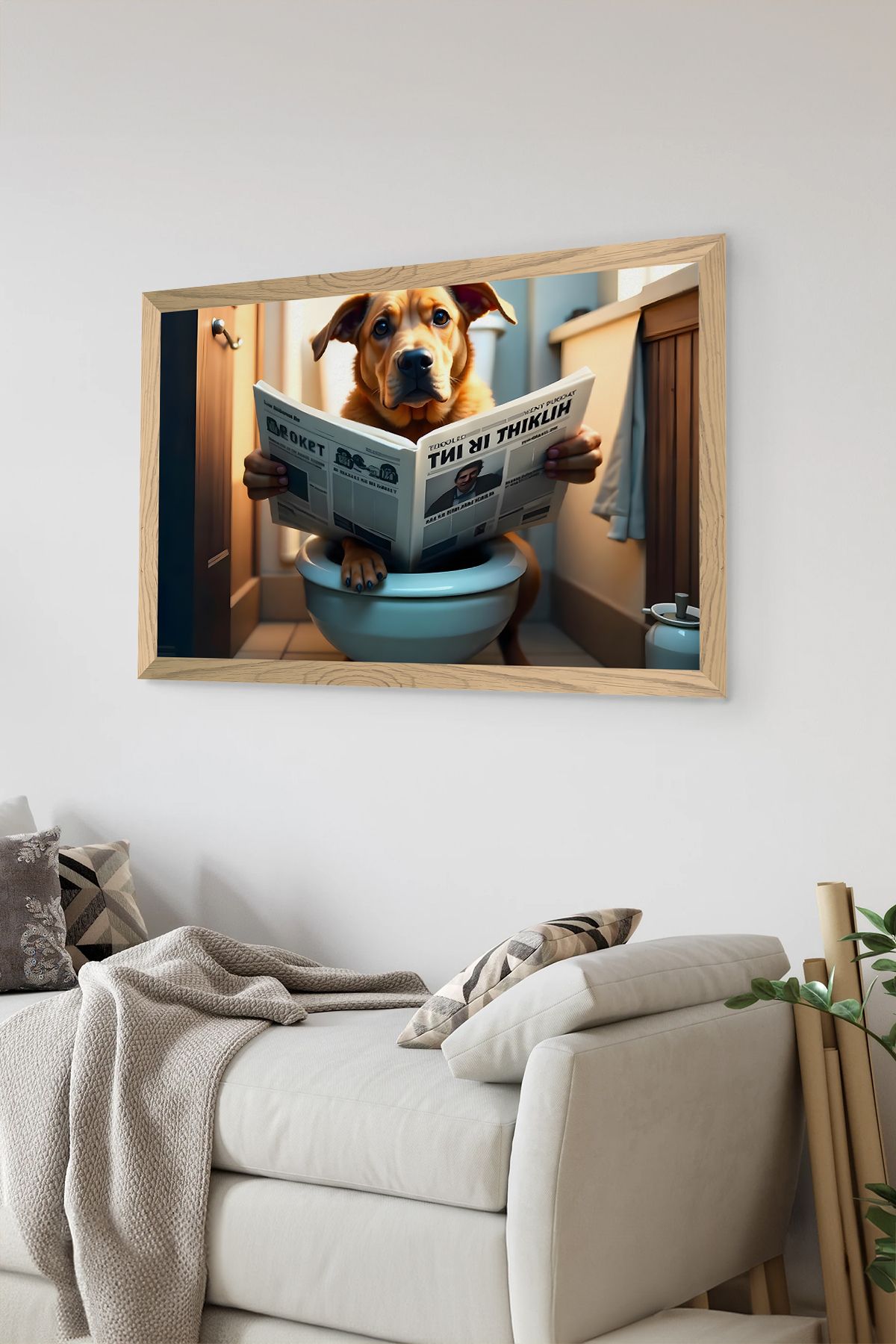 Artavessa Tek Parça Ahşap Çerçeve Görünümlü Köpek Baskılı MDF 48x33 cm Tablo - Model 4