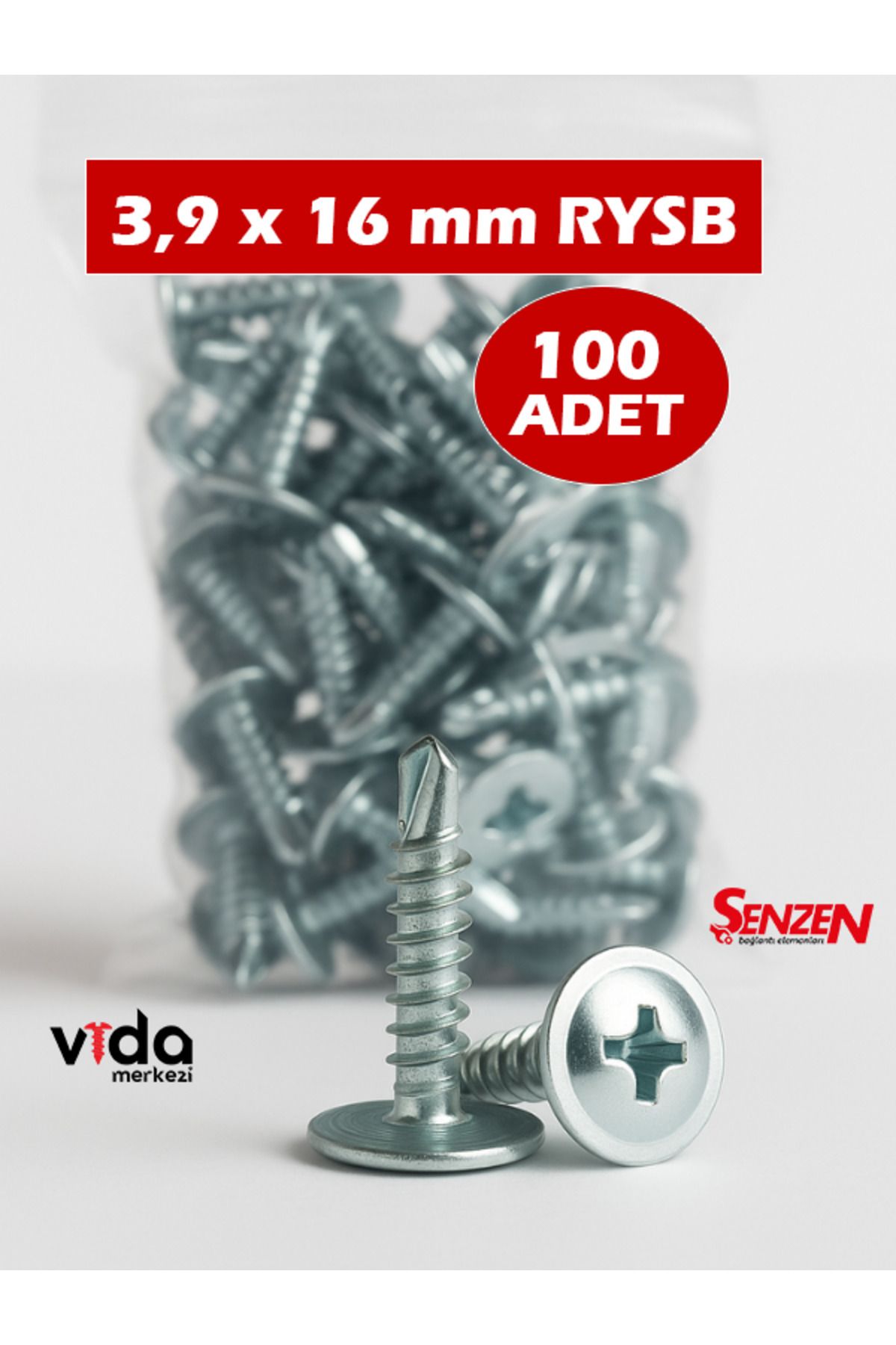Şenzen 3,9x16 RYSB Pul Başlı Matkap Uçlu Vida 100'lü