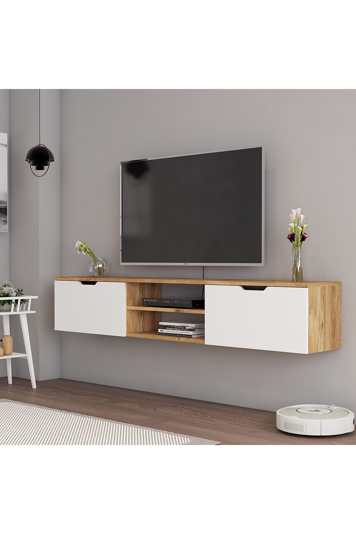 ege dekoratif ELİNA TV SEHPASI BEYAZ ATLANTİK ÇAM