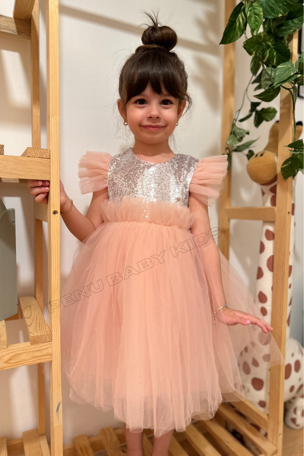 penu baby kids-Girl - Sleeveless Sequined Tulle Skirt Dress 1