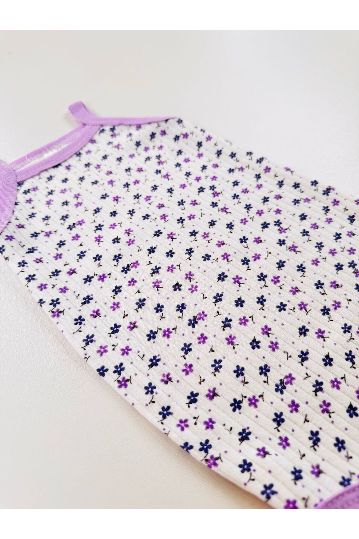 EFU BABY Çiçek Desenli Fitilli İp Askılı Kız Bebek Atlet Body fotoğrafı 5 (önizleme)