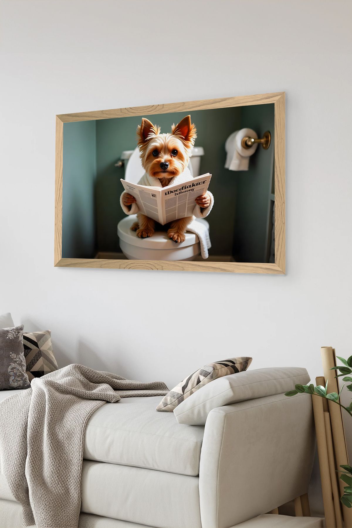 Artavessa Tek Parça Ahşap Çerçeve Görünümlü Köpek Baskılı MDF 48x33 cm Tablo - Model 18