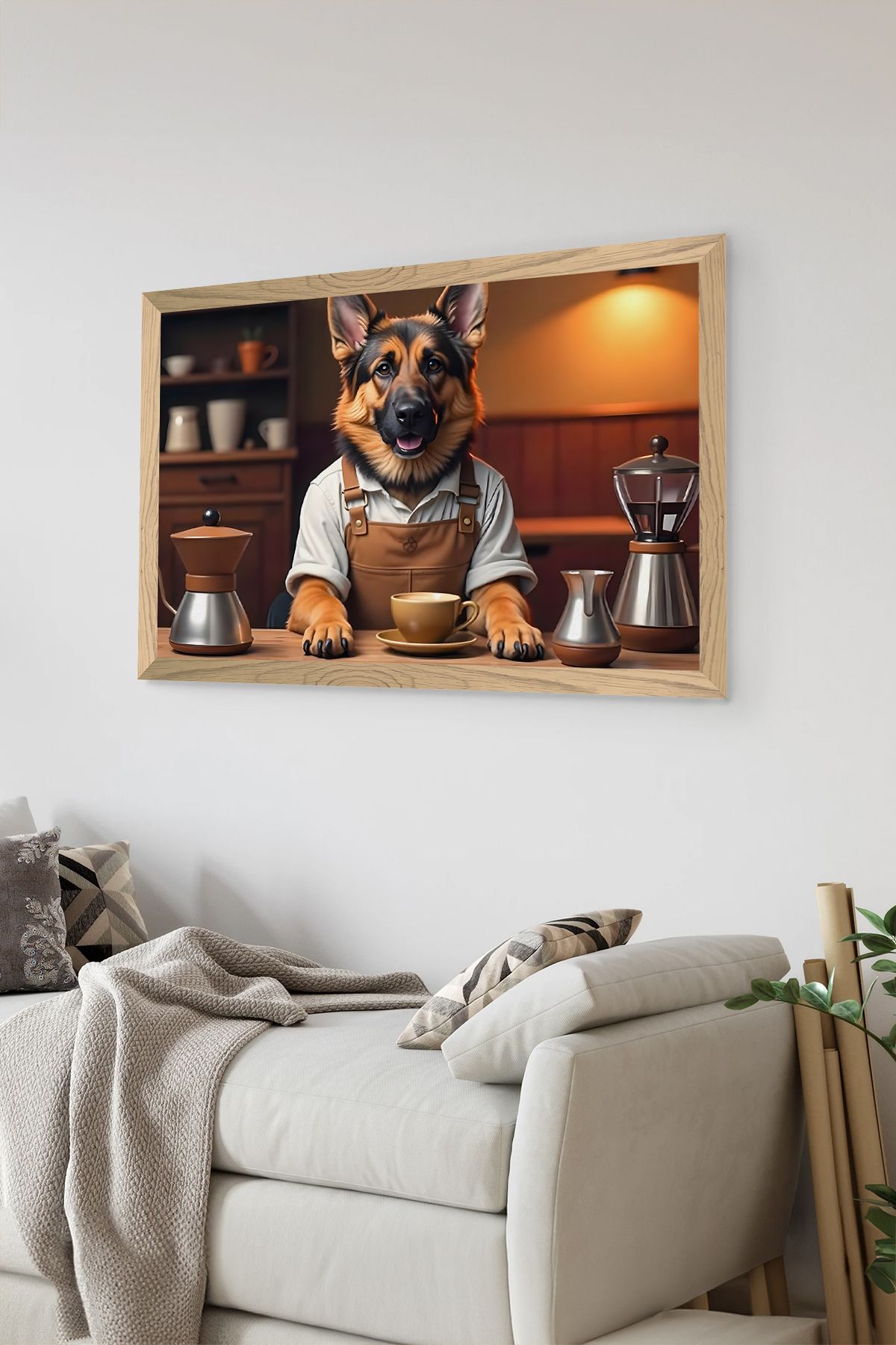 Artavessa Tek Parça Ahşap Çerçeve Görünümlü Köpek Baskılı MDF 48x33 cm Tablo - Model 6