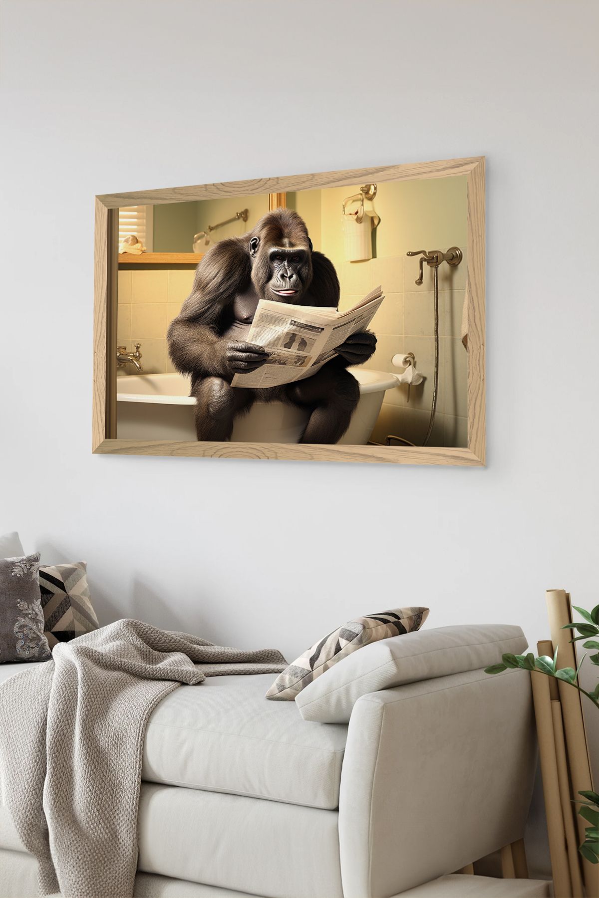 Artavessa Tek Parça Ahşap Çerçeve Görünümlü Orangutan Baskılı MDF 48x33 cm Tablo - Model 54