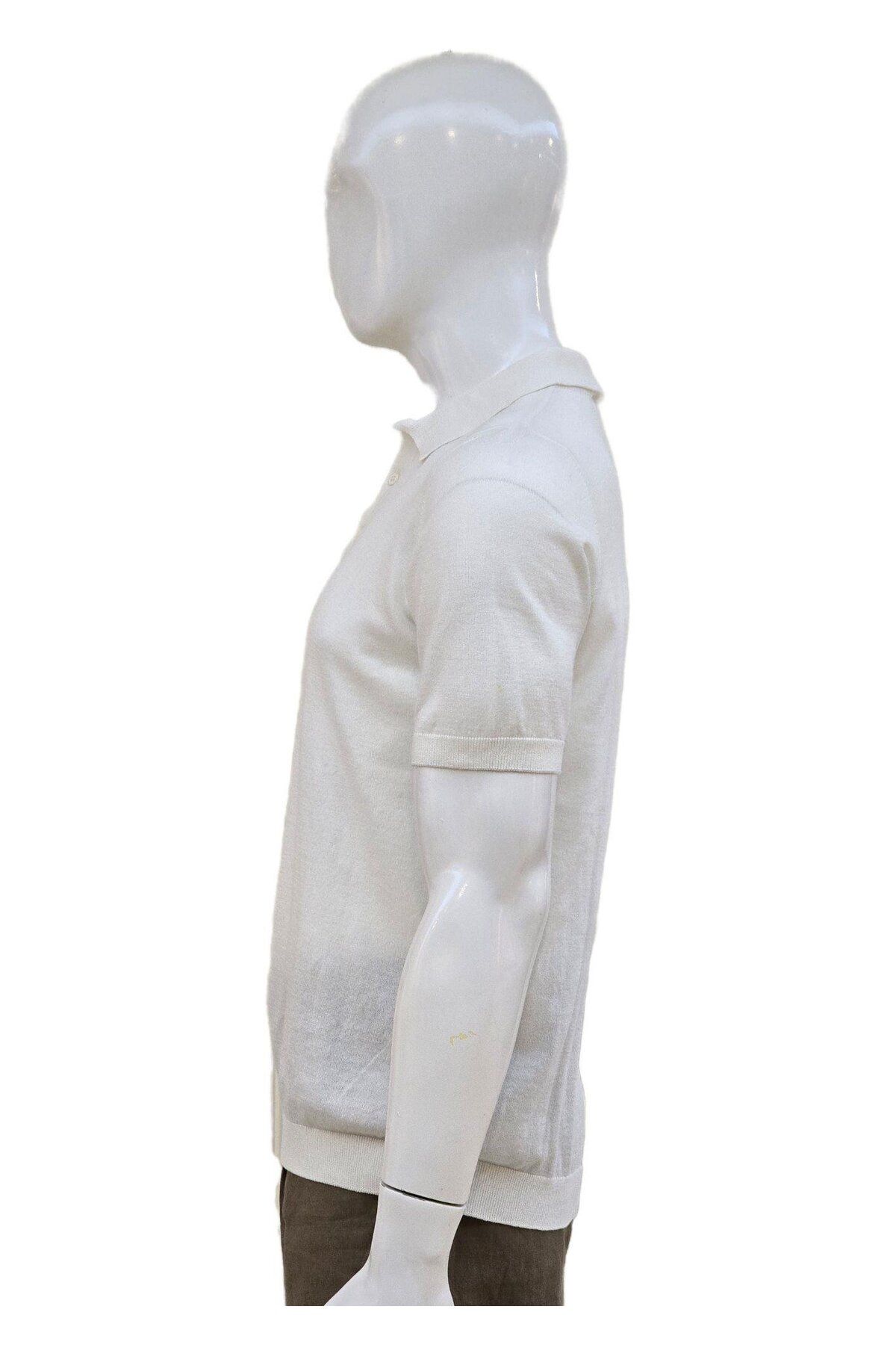 Campione 1099109 Erkek Triko Polo T-Shirt Off White