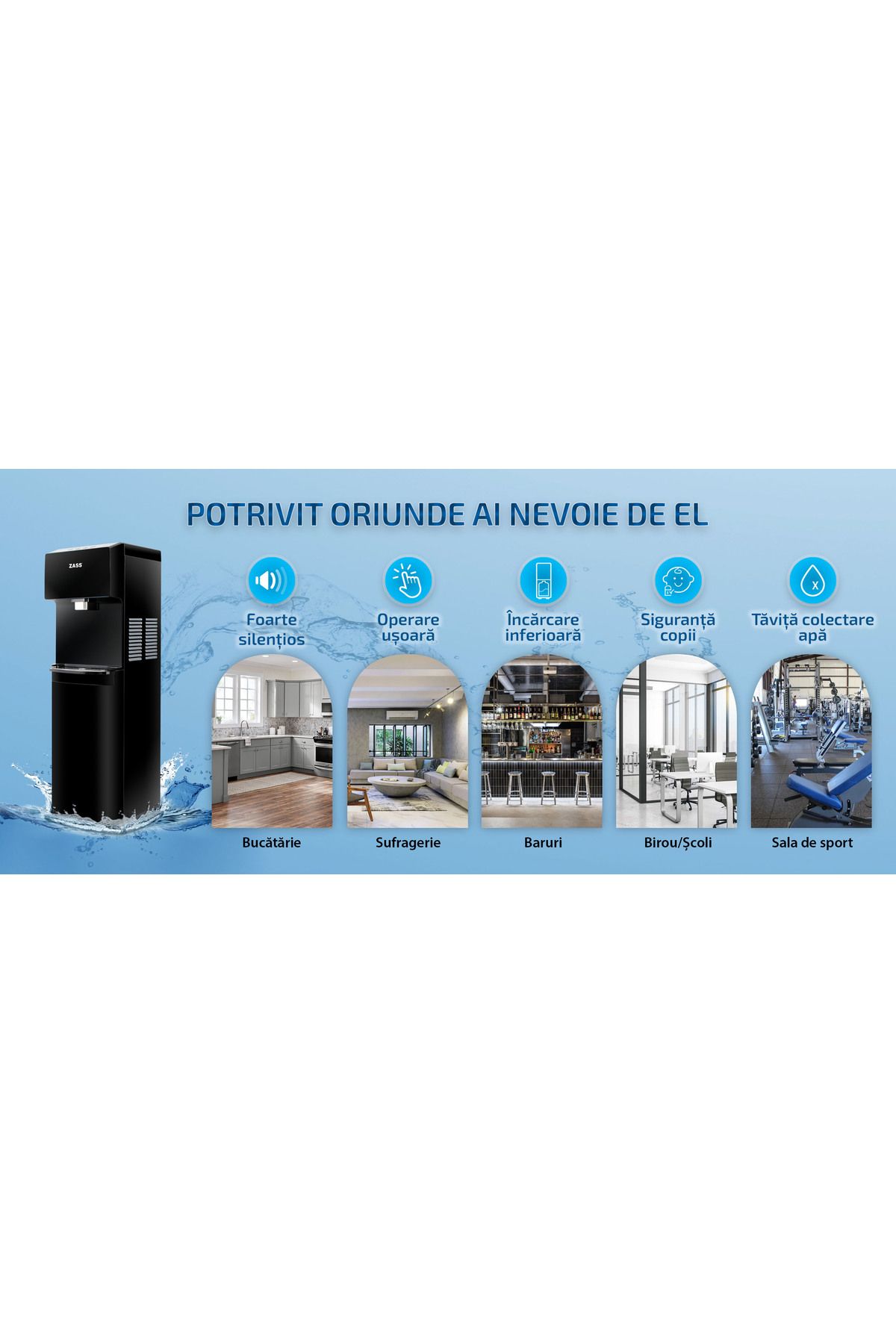 Zass-Water dispenser with compressor, digital, touchless Zass ZWD 21 CTL with bottle at the base 13