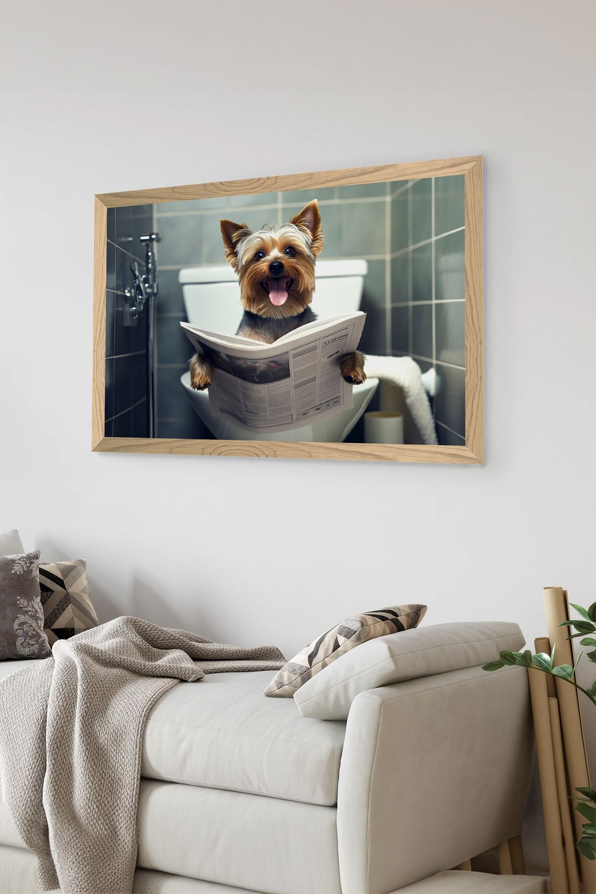Artavessa Tek Parça Ahşap Çerçeve Görünümlü Köpek Baskılı MDF 48x33 cm Tablo - Model 44