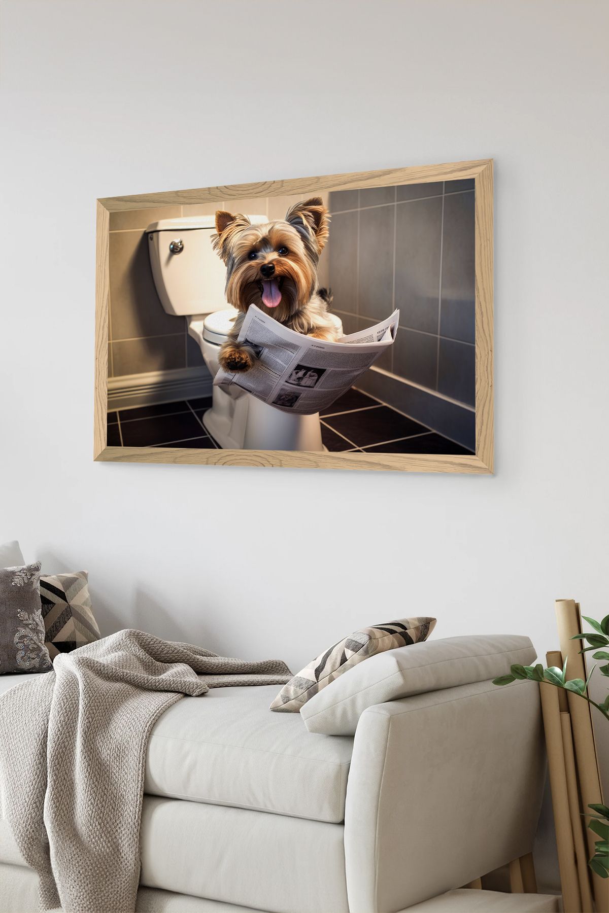 Artavessa Tek Parça Ahşap Çerçeve Görünümlü Köpek Baskılı MDF 48x33 cm Tablo - Model 43
