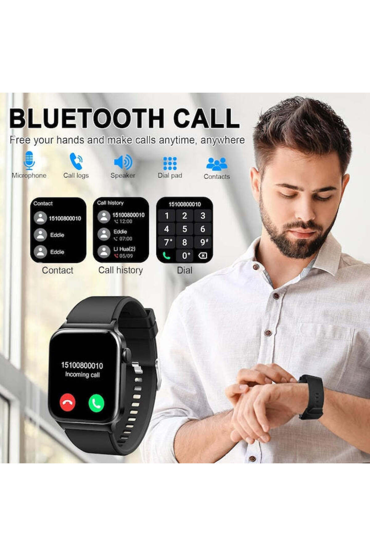 Techone-Ceas inteligent Zen Wrist pentru femei, ecran Super AMOLED de 1,85 inci 2