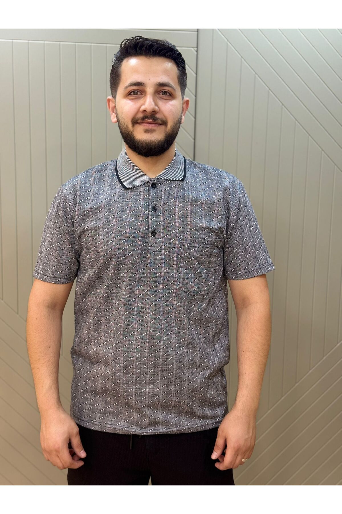 giyimcikrt POLLBRAND BABA TSHIRT JAKARLI DESENLİ CEPLİ MODEL