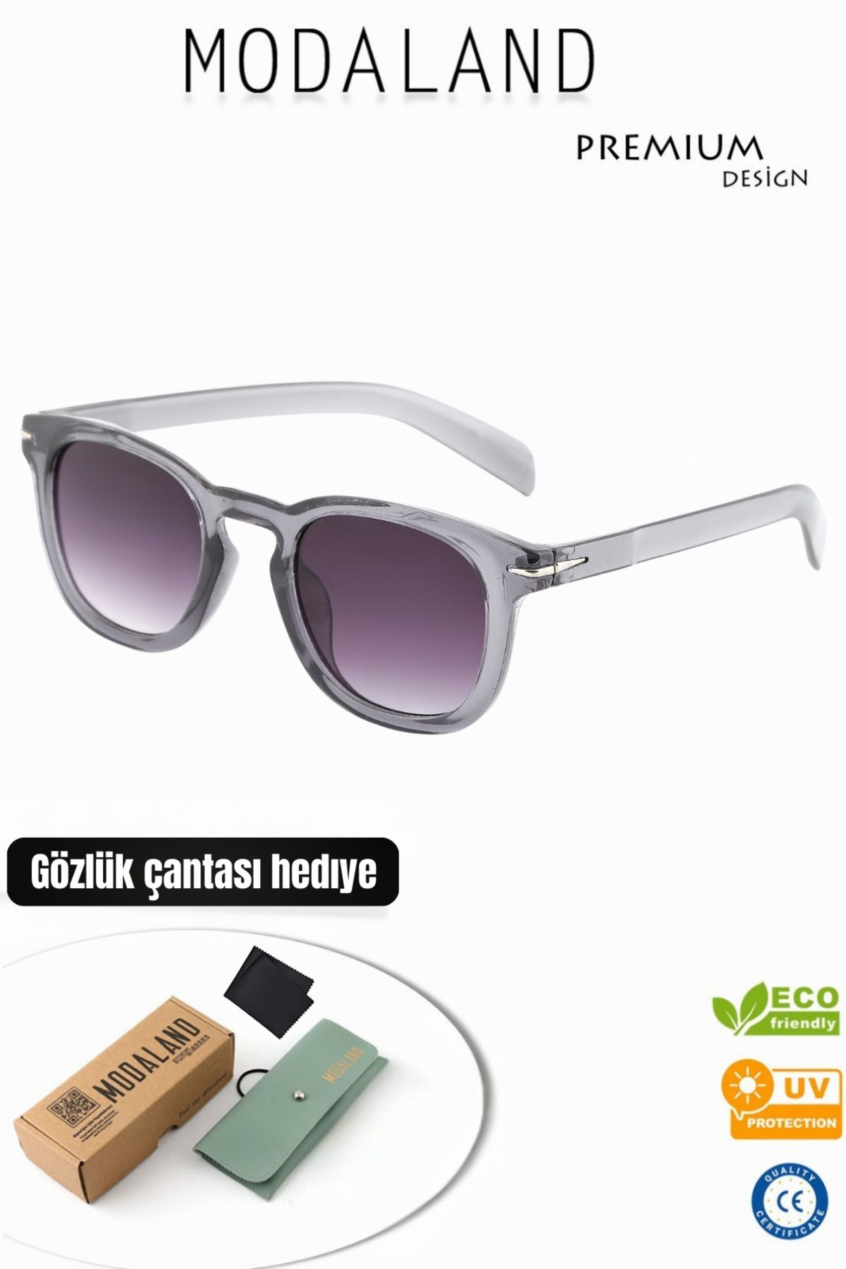 ModaLand Lithe Black Erkek&Kadın Uv 400 Güneş Gözlüğü Ce Belgeli