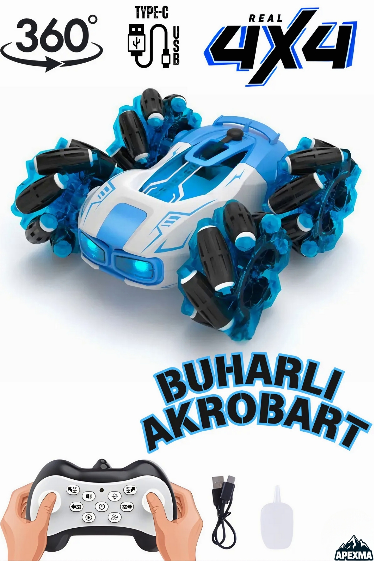 Apexma Oyuncak Full Fonksiyon Uzaktan Kumandalı 4x4 Buhar Atan