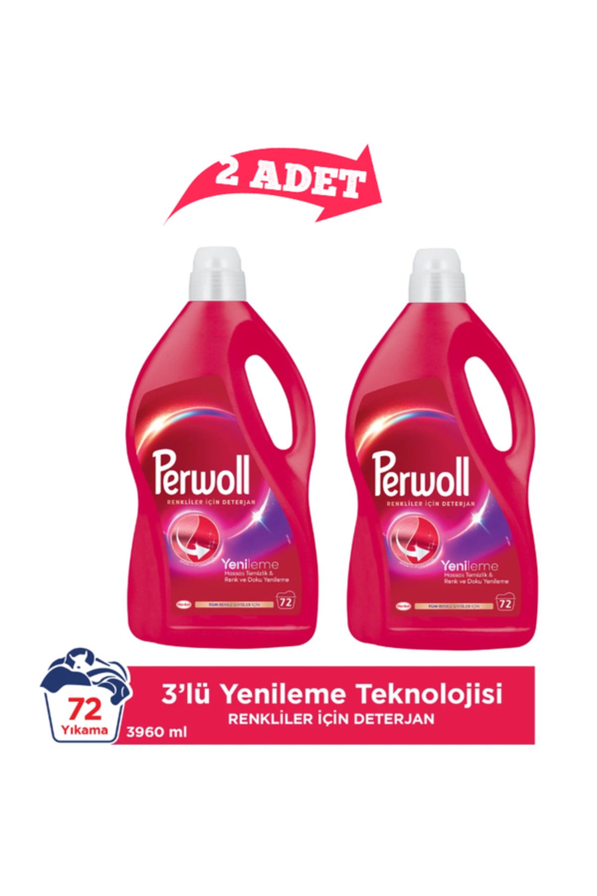 Perwoll Sıvı Deterjan Hassas Bakım Renkli Çamaşır 2 Adet 3.96L – 2 Adet 72 Yıkama İçin Etkili Temizlik