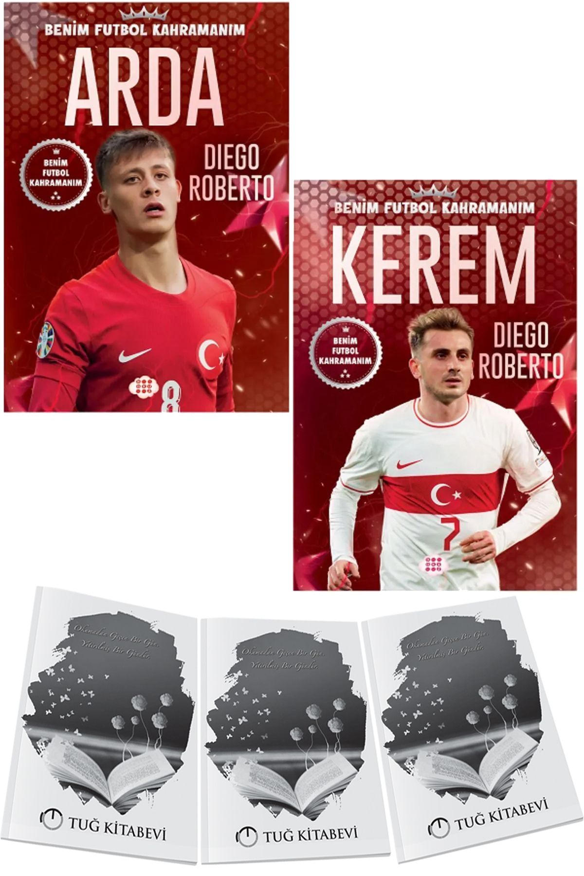 Dokuz Yayınları Benim Futbol Kahramanım Arda ve Kerem 2 Kitap Diego Roberto + Hediyeli