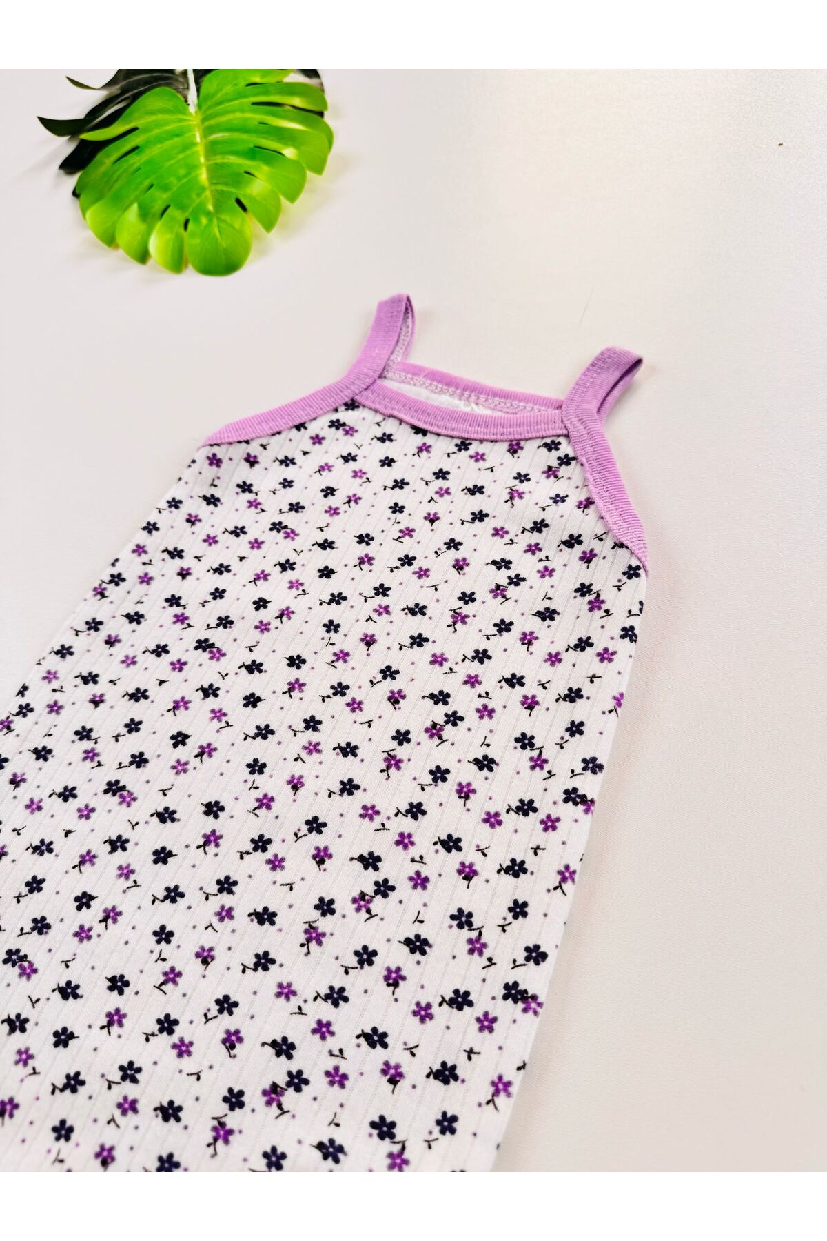 EFU BABY Çiçek Desenli Fitilli İp Askılı Kız Bebek Atlet Body fotoğrafı 3 (önizleme)