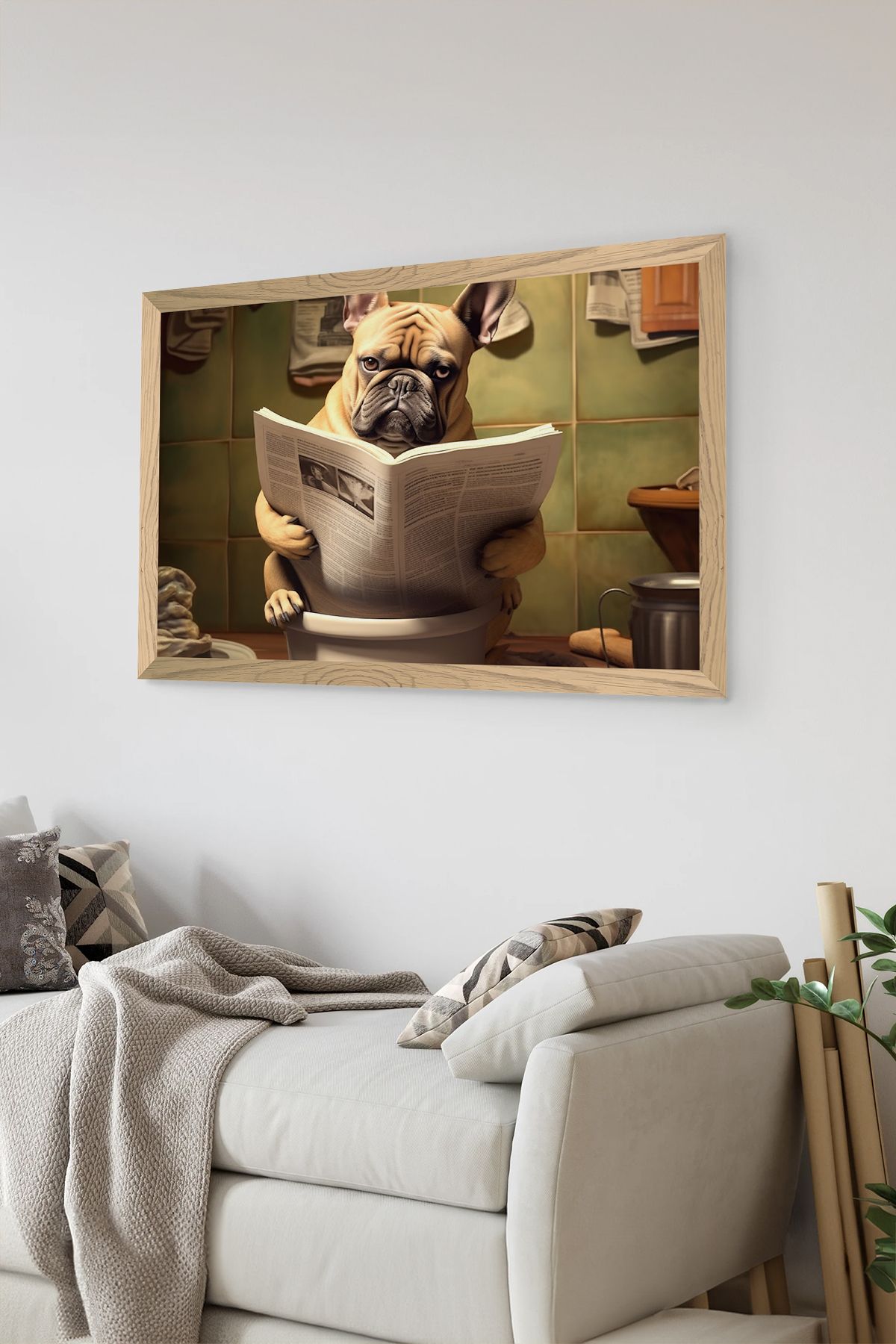 Artavessa Tek Parça Ahşap Çerçeve Görünümlü Köpek Baskılı MDF 48x33 cm Tablo - Model 39
