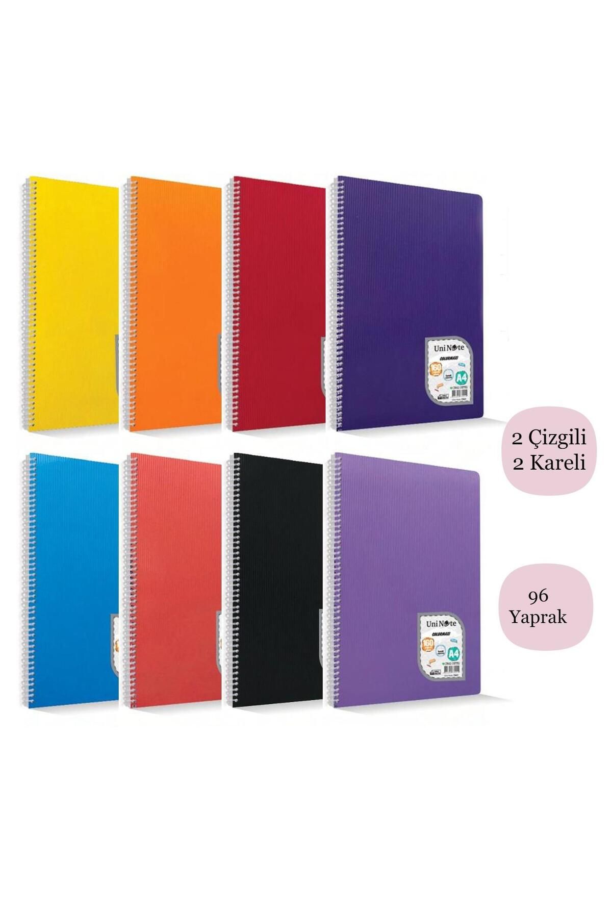 Çınar Çınar Colormaxi A4 96 Yaprak Plastik Kapak Spiralli Defter 2 Çizgili 2 Kareli