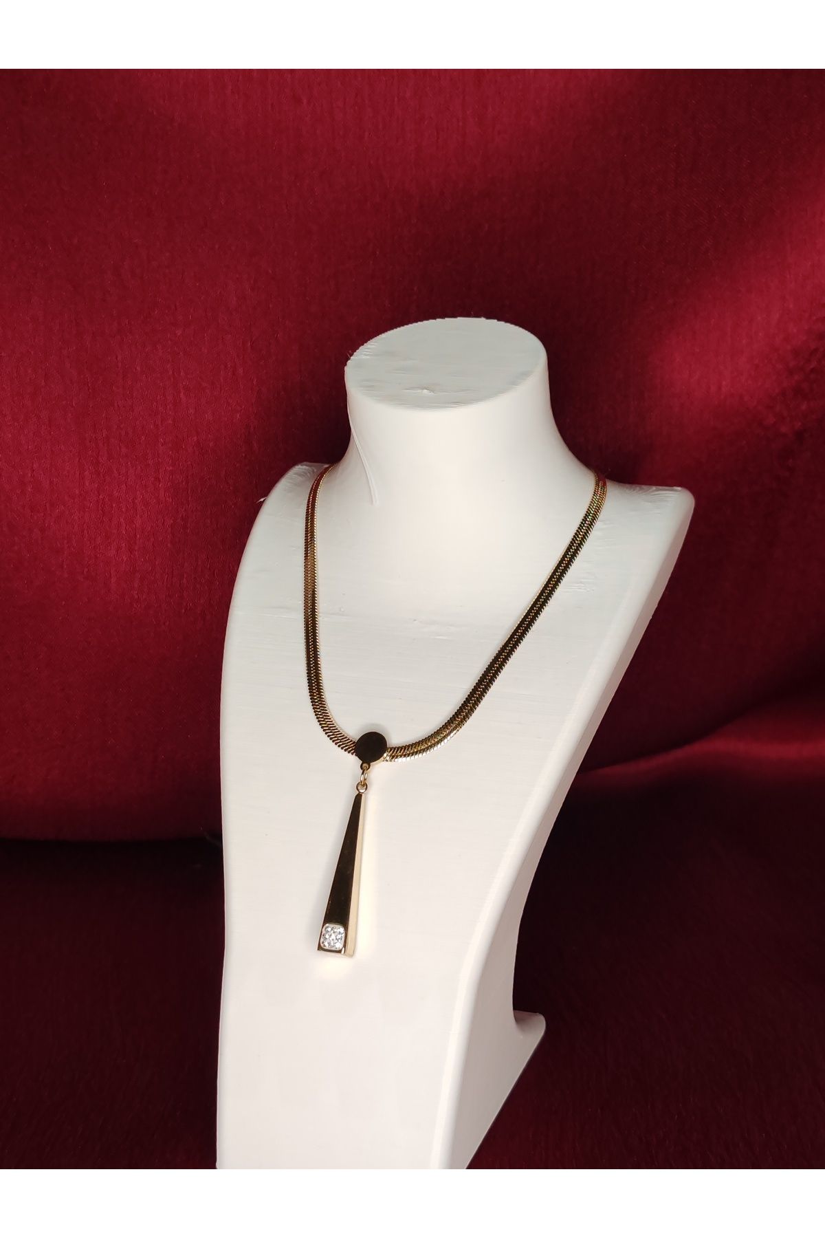 YK JEWELRY Paslanmaz Çelik Gold - Minimal Taş Detaylı İtalyan Zincir Kolye