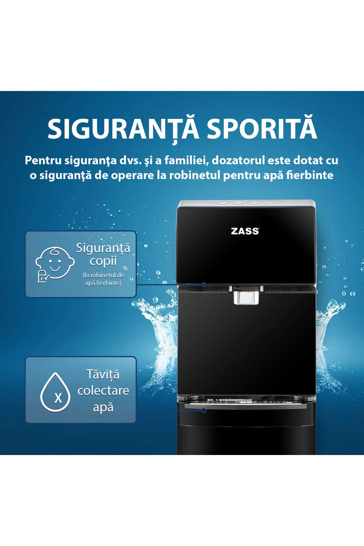 Zass-Water dispenser with compressor, digital, touchless Zass ZWD 21 CTL with bottle at the base 12