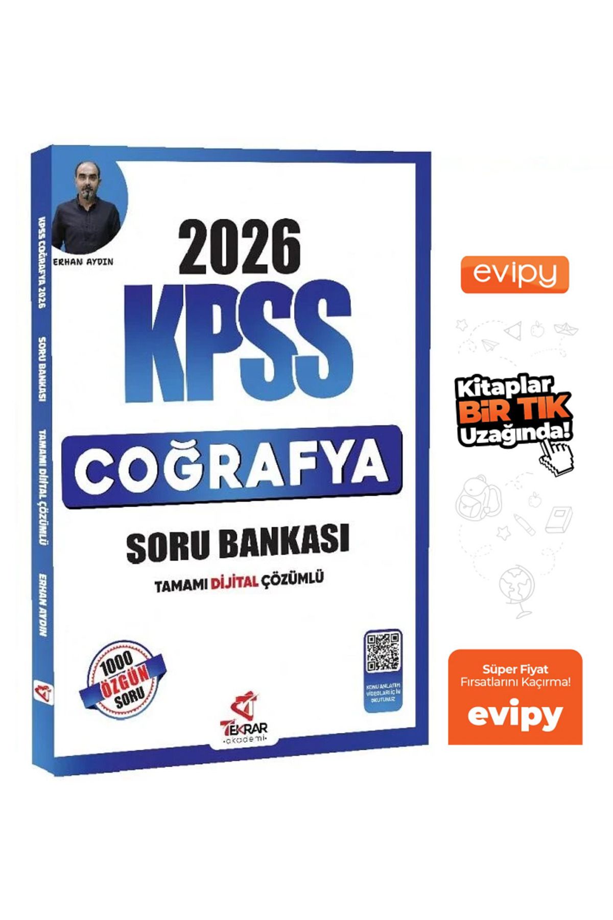 Tekrar Akademi Yayınları 2026 KPSS Coğrafya Soru Bankası Çözümlü - Erhan Aydın Ayraç Hediyeli