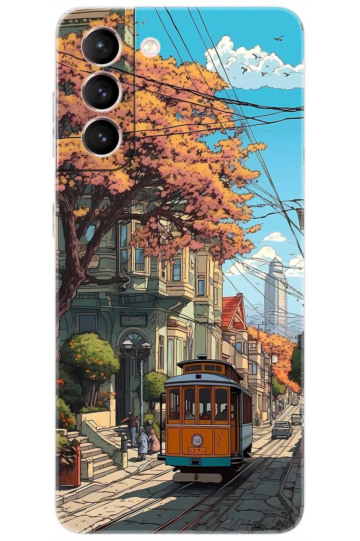 Ceppare Samsung Galaxy S21 (SM-G991B) Uyumlu Kılıf Desen Baskılı Silikon Tramvay STK:645 CP-WvcmOCx