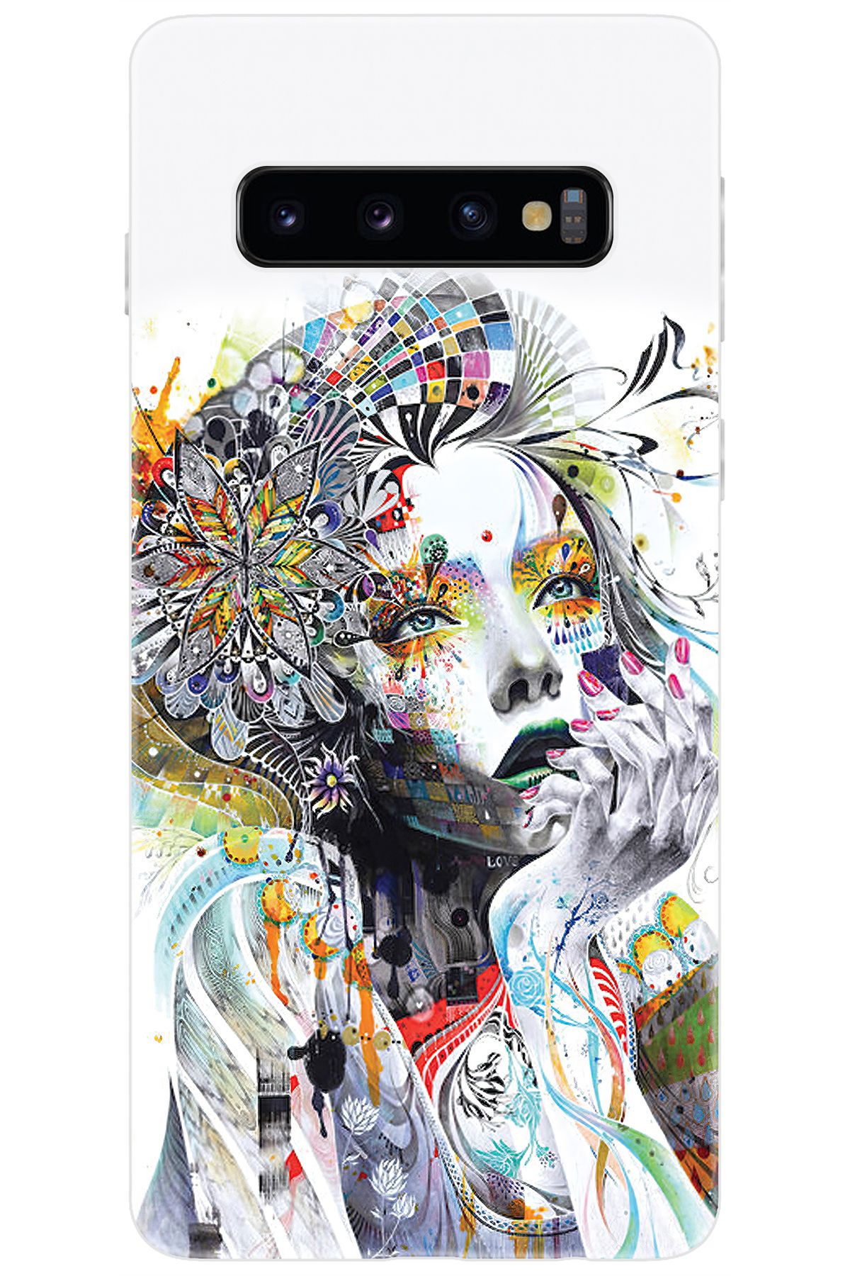 Ceppare Samsung Galaxy S10 (SM-G973F) Uyumlu Kılıf Desenli Silikon Düşünen Kız Tasarım STK:574 CP-s0EH8tu