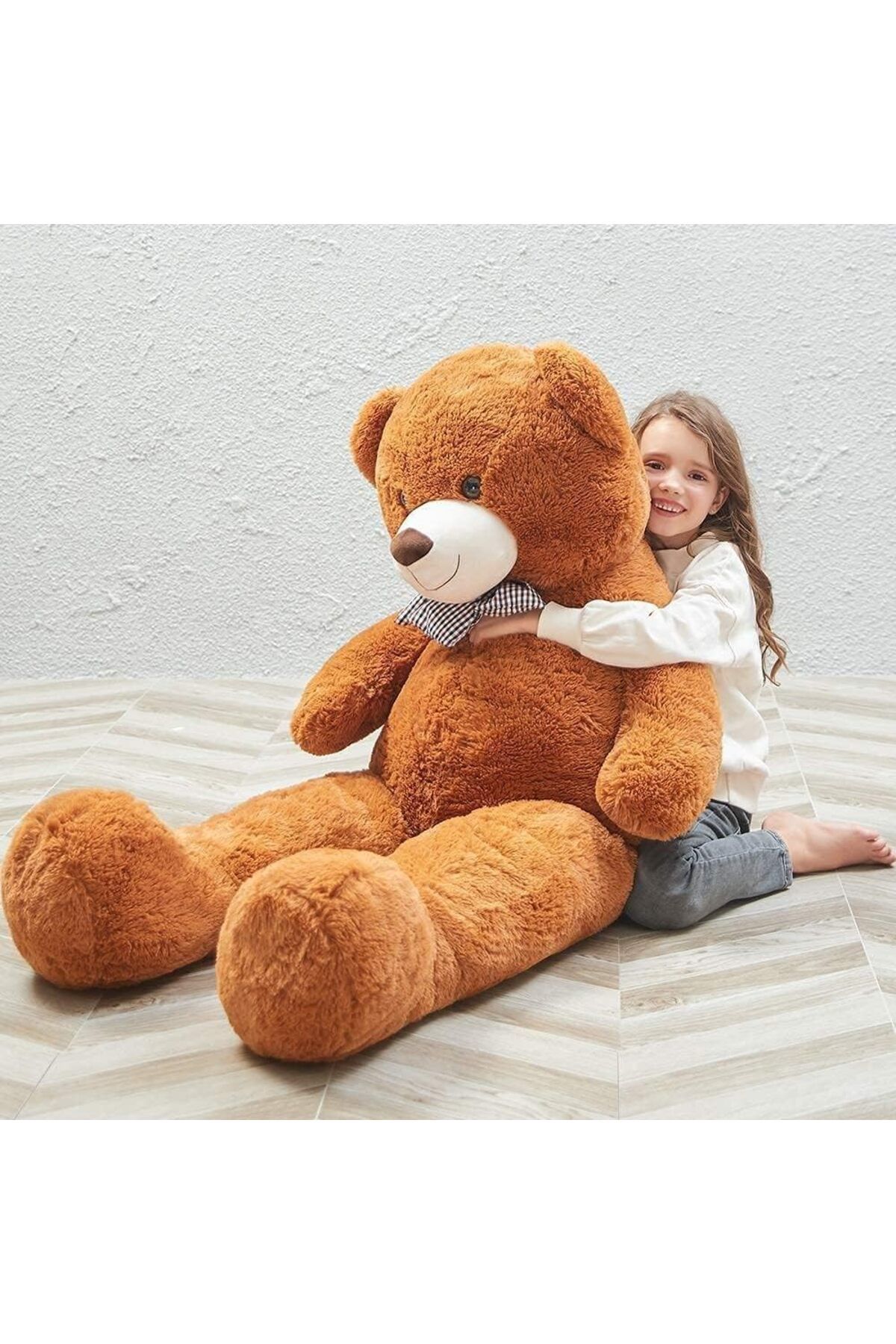 yenibagshop 120 cm Papyonlu Sevimli Ayı - Sevgiliye Özel Hediye Kahverengi