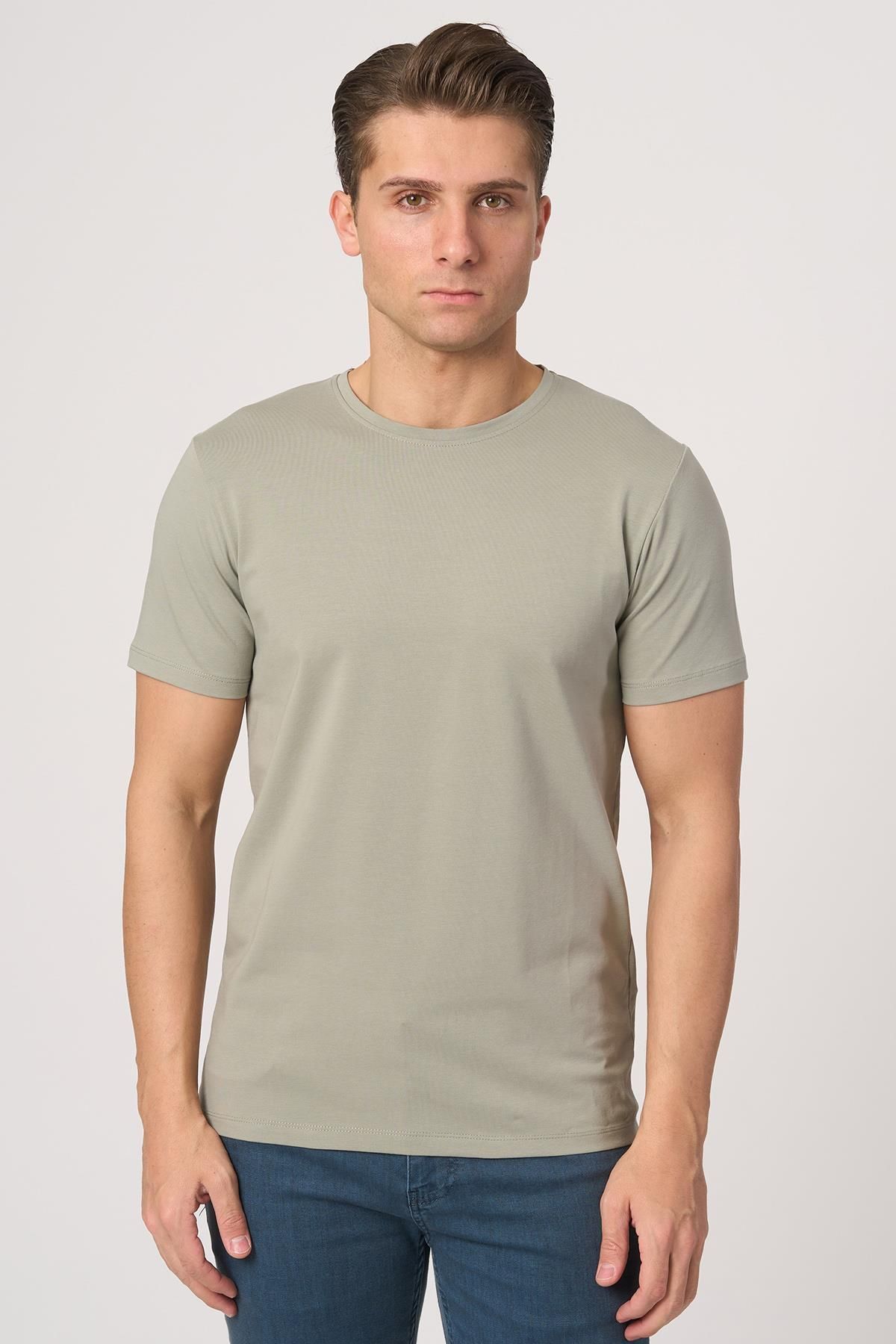 White Stone WHİTE STONE 2025-Y 2576 BİSİKLET YAKA TSHIRT ÇAĞLA