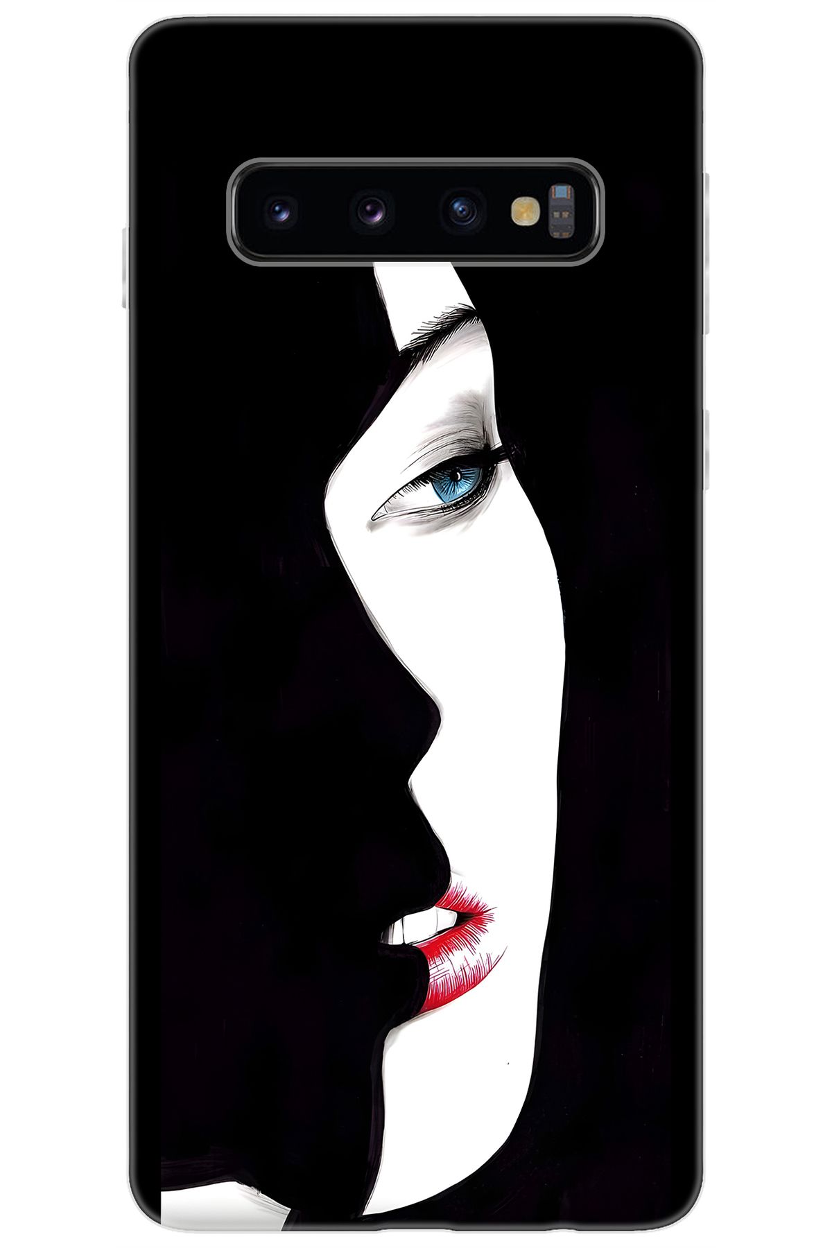 Ceppare Samsung Galaxy S10 (SM-G973F) Uyumlu Kılıf Desen Baskı Silikon Siyah Beyaz Kadın STK:635 CP-MNI2ozn