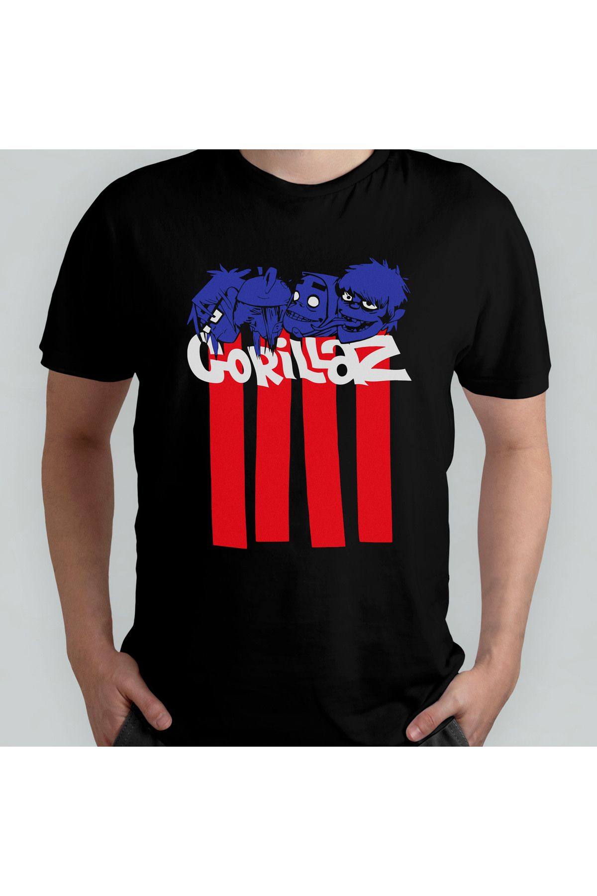 Pixxa Gorillaz Unisex %100 Pamuklu Bisiklet Yaka T-Shirt Model 1