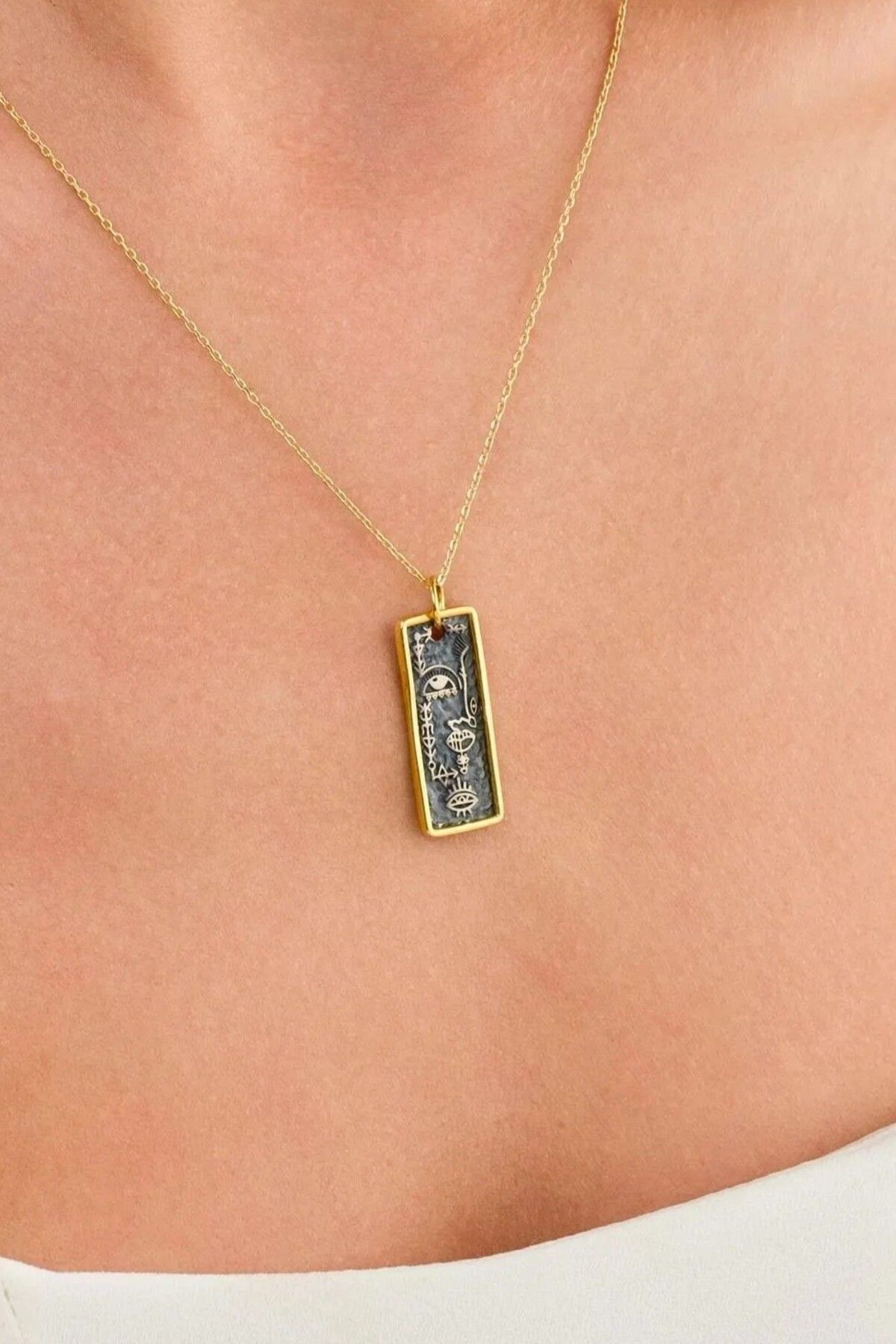 Ricco Jewellery 14 K Gold Kaplama 925 Ayar Gümüş Viking Seyahat Sembolleri Kolyesi