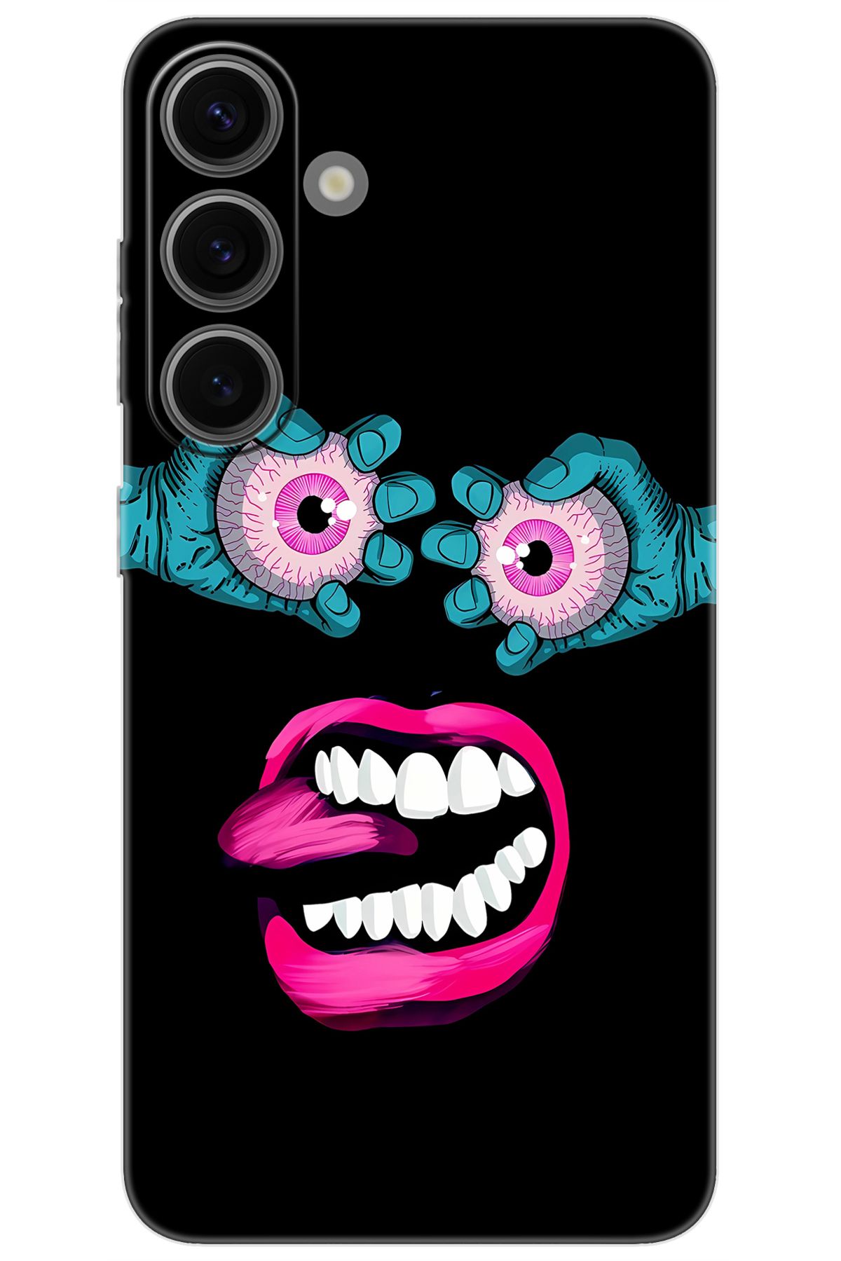 Ceppare Samsung Galaxy S24 (SM-S921B) Uyumlu Kılıf Desen Baskılı Silikon Çılgın Gözler STK:657 CP-JKtzyjq