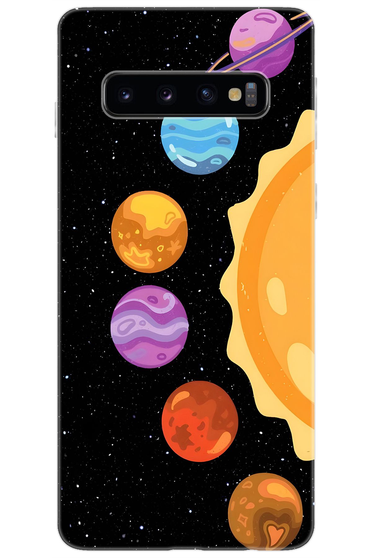 Ceppare Samsung Galaxy S10 (SM-G973F) Uyumlu Kılıf Desen Baskı Silikon Gezegenler Tasarım STK:685 CP-e45oqny