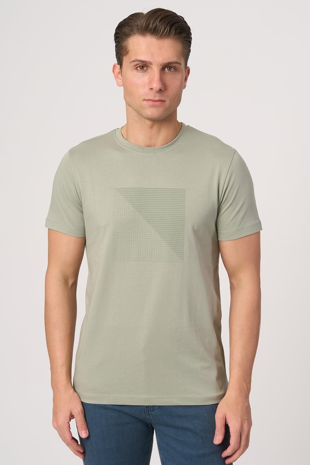 White Stone WHİTE STONE 2025-Y 3117 BİSİKLET YAKA TSHIRT ÇAĞLA