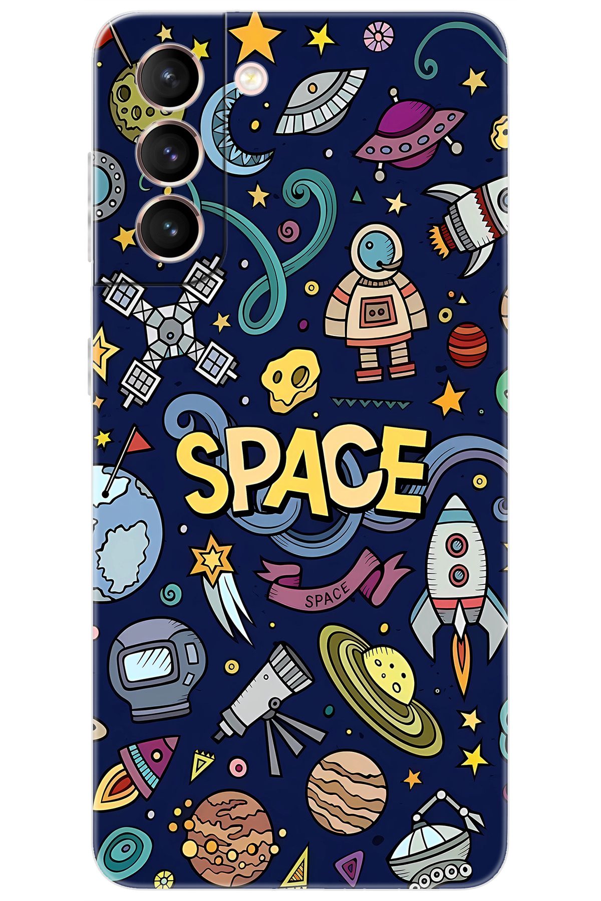 Ceppare Samsung Galaxy S21 (SM-G991B) Uyumlu Kılıf Desen Baskılı Silikon Space STK:623 CP-ohx4zbu