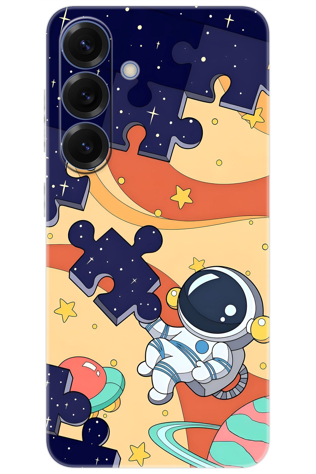 Ceppare Samsung Galaxy S25 (SM-S931B) Uyumlu Kılıf Desen Baskılı Silikon Astronot STK:646 CP-ynHaYSR