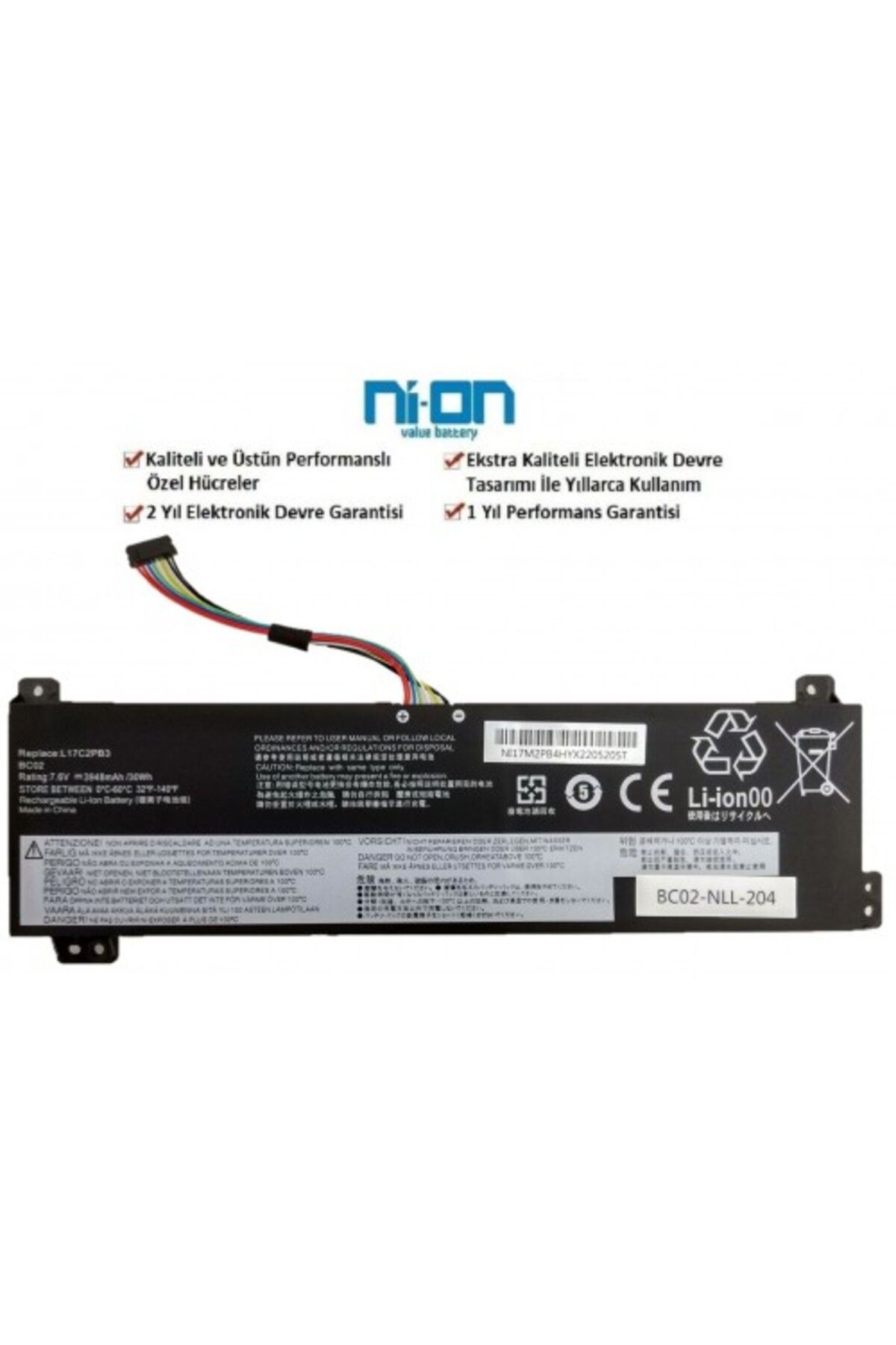 NION Lenovo 5B10P54004 5B10W67297 uyumlu Notebook Batarya - Pil