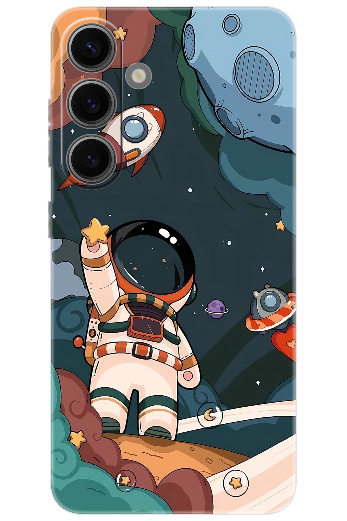 Ceppare Samsung Galaxy S24 (SM-S921B) Uyumlu Kılıf Desen Baskılı Silikon Astronot STK:696 CP-QCaM108